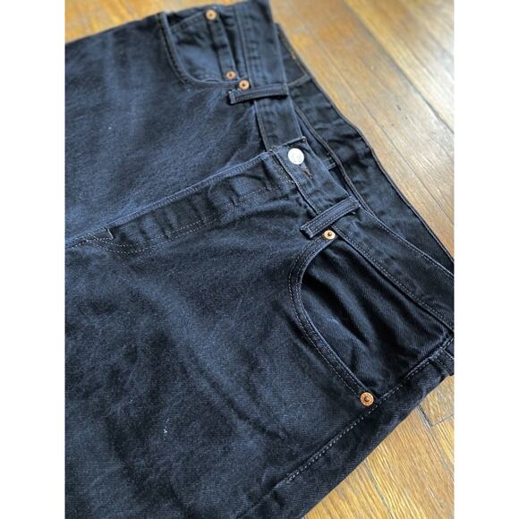 LEVI’S 501 Black Distressed Button-Fly Jeans sz 34 X 36 - Picture 2 of 12